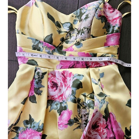 Yelloe Rose Floral Strapless Prom Dress Juniors 3/4 Retro HOCO Romantic Corset - Picture 8 of 8